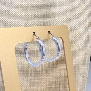 SA Hoop Textured Twist Sterling Silver 925 Earrings 3 grams